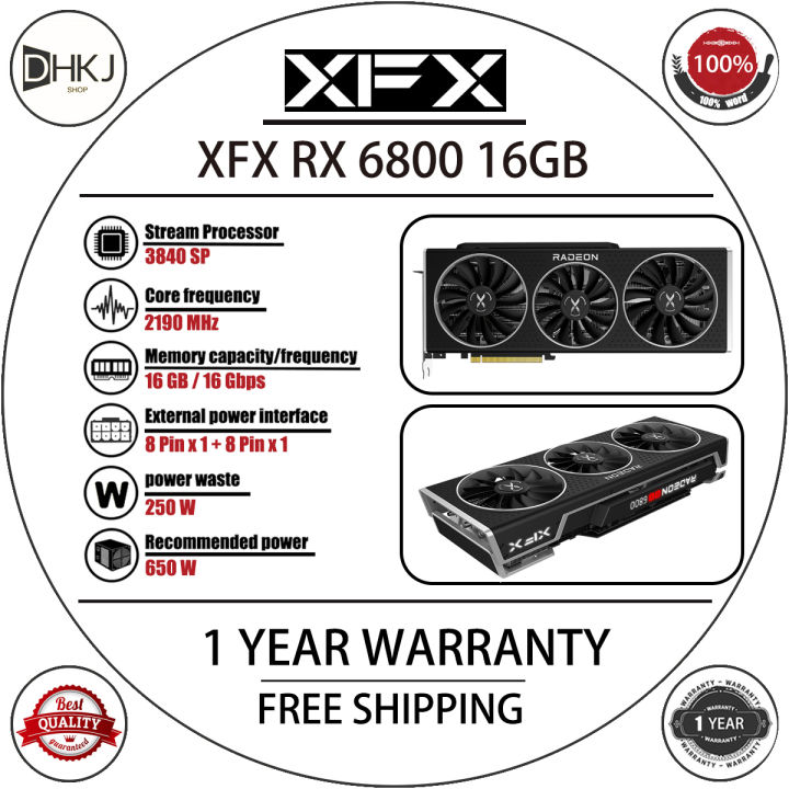USED XFX RX 6800 16G Graphics Card 【Gaming performance ≈ RTX