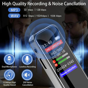 Digital Voice Recorder Pen 1536Kbps HD Audio Recording MP3 Player Audio Noise Reduction Sound Record Device 128G