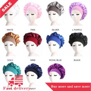[COD] Solid Satin Bonnet Hair Styling Sleep Hat Wrap Shower Cap Hair Styling Tools