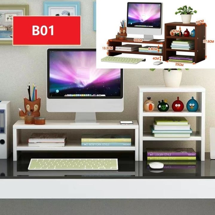Laptop/Computer Monitor Stand/ Study Table Desktop Organization Rack ...