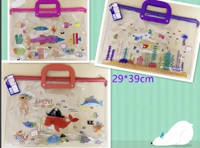 Plastic Envelop with Handle for Kids Boy and Girl Design School Supplies Equipment