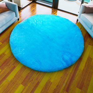Karpet Bulu rasfur bulat empuk isi polyfoam ukuran diameter 120cm tebal 25cm aesthetic mewah