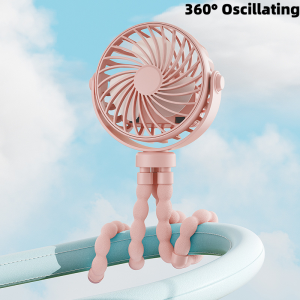 SG Ready Stock Portable Octopus 4800mAh Rechargeable Fan Adjustable Silent Mini Cooling Fan For Baby Stroller Desk