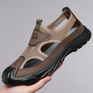 Korean Fashion Sports Sandals For Men Summer Breathable Beach Shoes For Men Thick Bottom Outdoor Hiking Casual Shoes