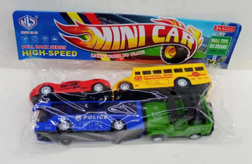 4pcs Diecast Friction Car Metal Plastic Toy Car Assorted Mini