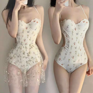 Giao nhanh tại Hà Nội-Set đồ bơi bikini body liền thân kèm chân váy voan điệu đà