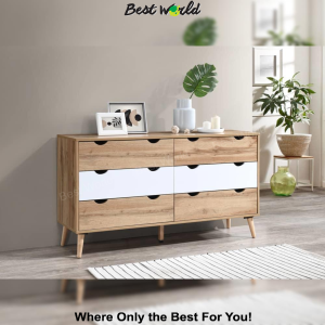 6 Drawers Dresser Cabinet - DR 8011-B (Wotan Oak + AMC White)