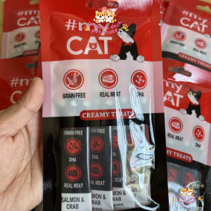 myCAT Creamy Cat Treats 15g x 4 Sticks | Tuna & Scallop / Salmon & Crab | Grain-Free Cat Snack