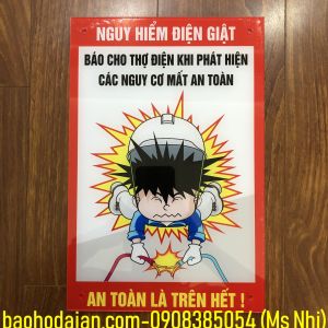 Bảng mica cảnh báo nguy hiểm chú ý điện giật KT 20x30cm