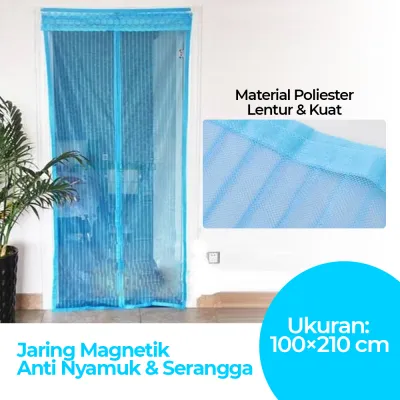 Tirai Jaring Magnetik Anti Nyamuk Serangga Mesh Net 100x210 cm - LL23800 - Blue