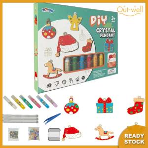【New Arrival】 Kids DIY Crystal Pendant Kit No-Bake Crystal Glue Painting Set Three Dimensional Colour Painting Pendant Toy