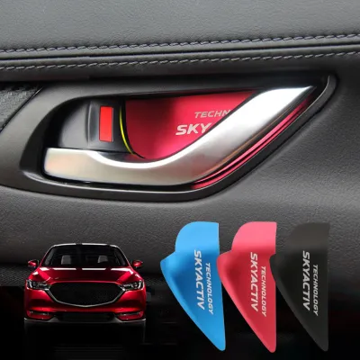 Takimeo 4 Miếng Bọc Tay Nắm Cửa Xe Hơi Miếng Dán Trang Trí Nội Thất Ốp Cho Mazda Skyactiv Logo Công Nghệ 3 6 CX 5 CX3 Phụ Kiện Tạo Kiểu Xe Hơi