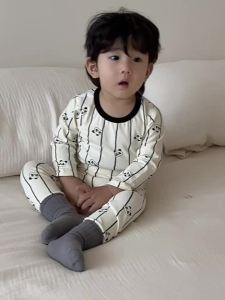 Boys autumn pajamas home set baby home wear set autumn childrens clothing childrens wear 2025 New