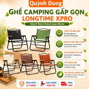 Ghế Camping Gấp Gọn Longtime Xpro - Ghế Cafe Ngoài Trời Khung Thép Chắc ChắnChất Liệu Vải Oxford 600D Dày Dặn Thoáng Khí Chịu Tải Bền Bỉ