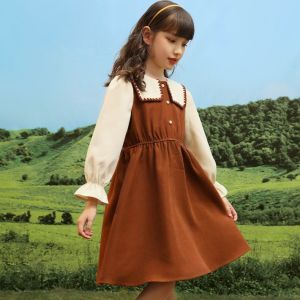 Girls Autumn New Dress Long sleeved Corduroy Childrens Fashionable Girl Princess Spring and Season