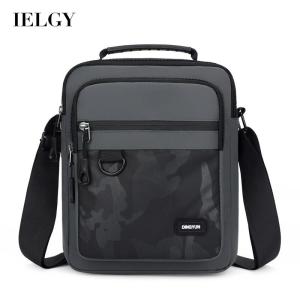 IELGY mens korean style simple black nylon messenger bag