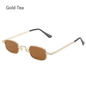 GOUPDO Vintage Candy Color Metal Frame Small Rectangle Sunglasses UV400 Protection Shades Punk Sun Glasses