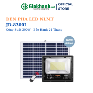 Đèn Pha Năng Lượng Mặt Trời Jindian JD-8300L Công Suất 300W - Khung Nhôm Mặt Kính Cường Lực - Chip LED SMD 5730 - Bảo Hành 24 Tháng