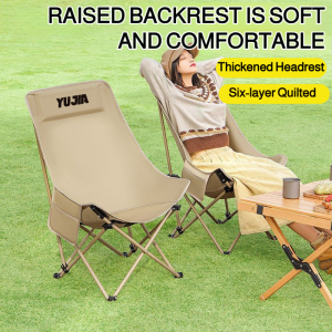 Portable Folding Chair Wide High Back Outdoor Folding Recliner Camping Foldable Beach Chair