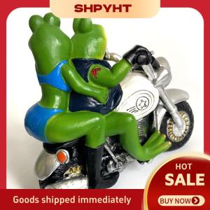 SHPYHT✨ Cute Riding Motorcycles Couple Frog Resin Handicrafts Home Courtyard Office Desk Ornaments Valentines Day Gifts