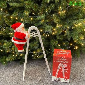 Automatically Santa Claus Electric Climbing Double Ladder Music Ornament Toys Christmas Home Party Decoration