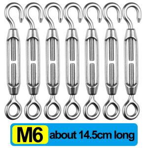 【Super low price】Stainless Steel Hook and Eye Turnbuckle Tensioners Rigging Sailing Hardware Wire Rope Tension Adjustable Garden Wire Turnbuckle