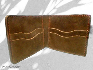 Classical Pure Leather Full grain Bifold Wallet Hand Crafted Hand stitched Leather Wallets