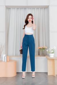 กางเกงขายาว ทรงขากระบอกเล็ก ผ้าลินลี่ สไตล์หรูดูดี งานผลิตในไทย