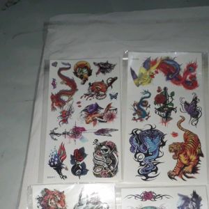 Sét 10 tờ hình dán xăm nước kt 18x12cm khác nhau Tattoos Động vật và hoa nhiều màu rất đẹp