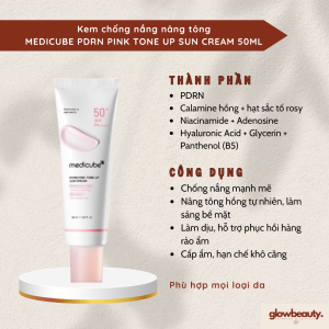 Kem Chống Nắng Nâng Tông Medicube PDRN PINK TONE UP SUN CREAM 50ml – Hồng Tự Nhiên Ẩm Mượt