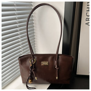 Womens Underarm Shoulder Bag PU Leather Vintage Tote Coffee Brown - Minimalist Lightweight for Casual Office Daily Use