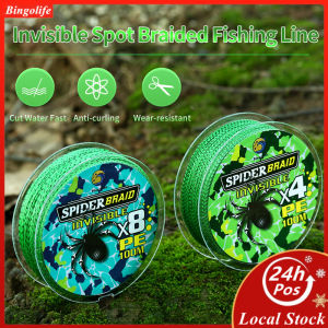 Bingolife Spider Senar Pancing Speckle Alat Garis Pancing x4 x8 100M Bionik Takterlihat Titik Dyneema Dikepang PE Luya Penangkapan Ikan Fishing Line Peralatan Memancing Olahraga Tali Pancing