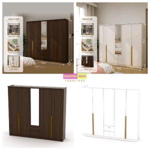 Prodesign lemari pakaian 5 pintu plus laci Yano 5P2DR Metropolis lemari 5 pintu lemari besar lemari cermin lemari baju 5 pintu lemari gantungan rak wardrobe 5 pintu swing knockdown Furniture Minimalis Set engsel Besi