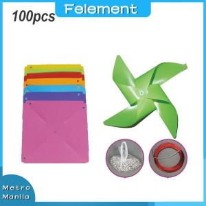 100pcs/Set Plastic Rainbow Pinwheels Diy Art Toys For Outdoor Yard