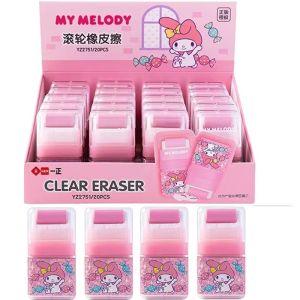 2023 Sanrio Kuromi Cinnamoroll Pochacco MyMelody Cute Animal Roller Pencil Eraser With Roller Cleaning Erasers for Kids School Office Correction Rubber birthday gift