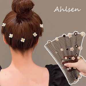 1Pcs Camellia Flower Broken Hair Comb Clip Women Hair Accessories Bangs Clip Back Head Headdress Broken Hair Finishing Tools