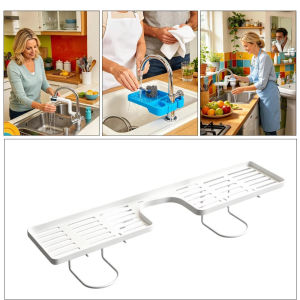 No-Drill Bathroom Faucet Shelf Faucet Storage Rack Sink Organizer Rack Makeup Shelf Rustproof Kitchen Sink Drying Rack