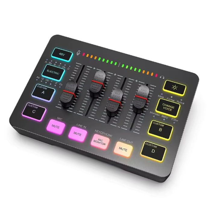 【Latest model】RGB Audio Mixer Streaming 4-Channel RGB Mixer Recording ...