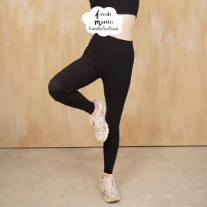 FreshMartin -กางเกงเลกกิ้งออกกำลังกาย/โยคะ/พีราทิส-เอวสูง/ขายาว/สีดำ- ฺBasic Leggings in Black