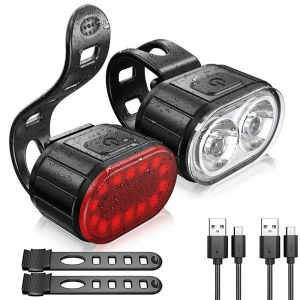 Đèn LED Gắn Xe Đạp Phía Trước Và Sau Xe Đạp Sạc USB Tiện Dụng