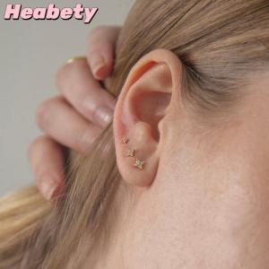 Heabety 3Pcs set Four Petals Zircon Flower Stud Earrings Set For Women Small Classic Versatile  Earrings 3 4 5mm