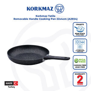 Korkmaz Practical Non-Stick Frying Pan with Removable Handle - 22 x 4cm Made in Turkey