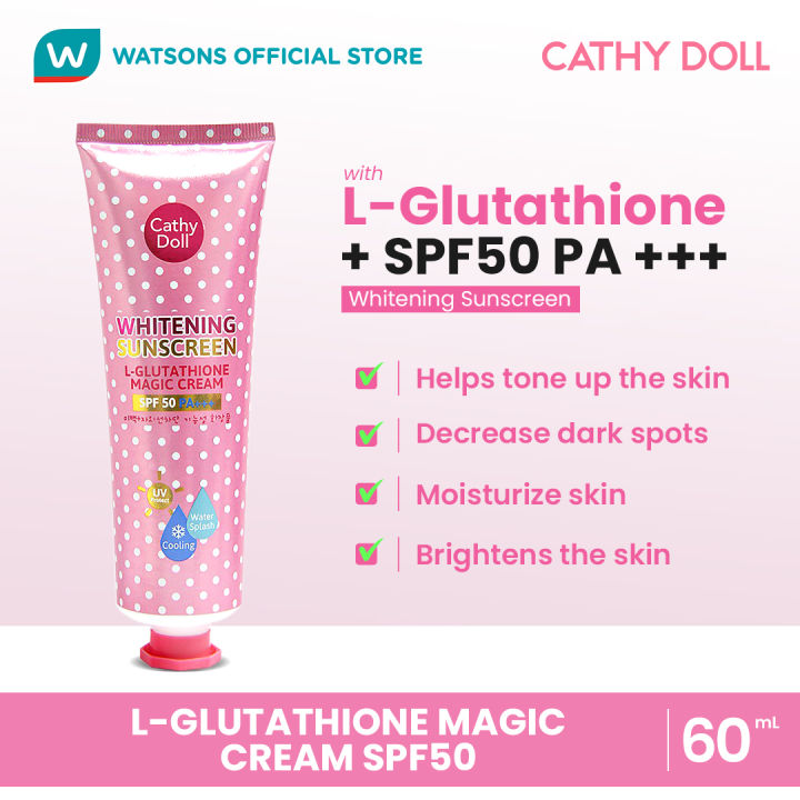 l glutathione magic cream cathy doll Amazon.com: Cathy Doll L-Glutathione Magic Cream SPF 50 Whitening Sunscreen  138ml : Beauty & Personal Care main image 1