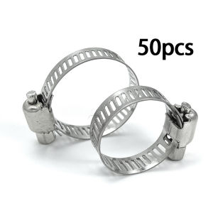 50pcs Stainless Adjustable Hose Clamp Water Pipe Clamp Metal Hose Clamp Tube Clamp