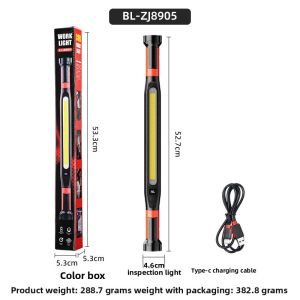 Magnetic COB Work Light USB Rechargeable Digital Display Multifunctional Magnetic Hook Long Strip Car Repair Light