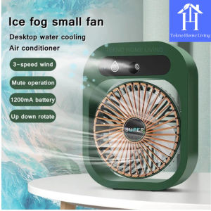 Kipas Angin Mini Portable Rechargeable With Ice Fog Air Conditioner Tahan Lama