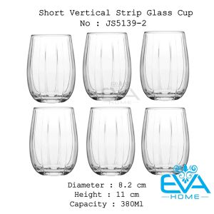 Set 6 Ly Thuỷ Tinh Dáng Oval Glass Cup Gồm 3 Ly Lùn 370 Ml Short Oval Cup ES7018-2 Và 3 Ly Lỡ 390ML Hight Oval Cup ES7018-1