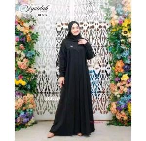 Inara Dress Gamis Wanita Bahan Ceruty Babydoll Mix Brukat Aksen FREE PASHMINA