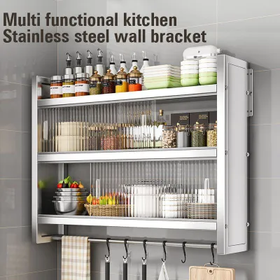 stainless steel Kitchen wall-mounted storage cabinet storage rack multi-functional wall-mounted hanging cabinet