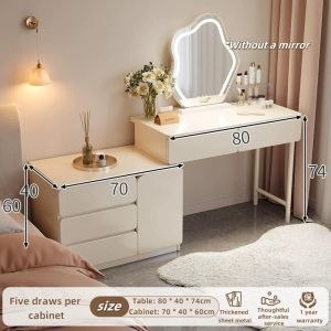Dressing Table Bedroom Minimalist Modern Nightstand Vanity Storage Cabinet Cream-Style Makeup Desk